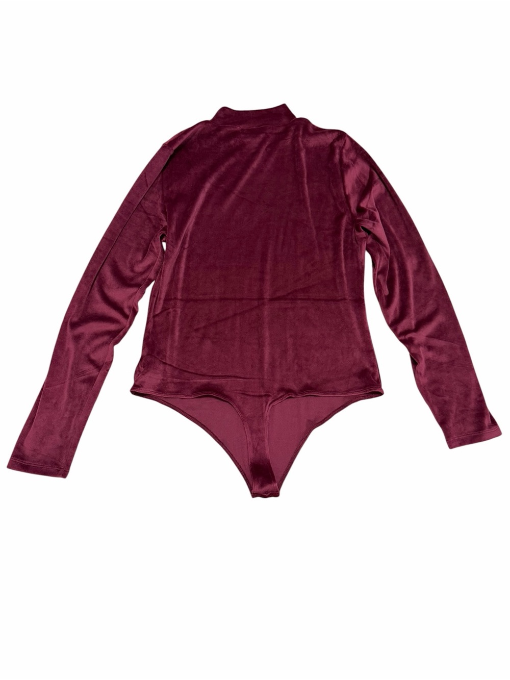 American Eagle Long Sleeve Velvet Mockneck Bodysuit | Maroon | XXL - Picture 4 of 5